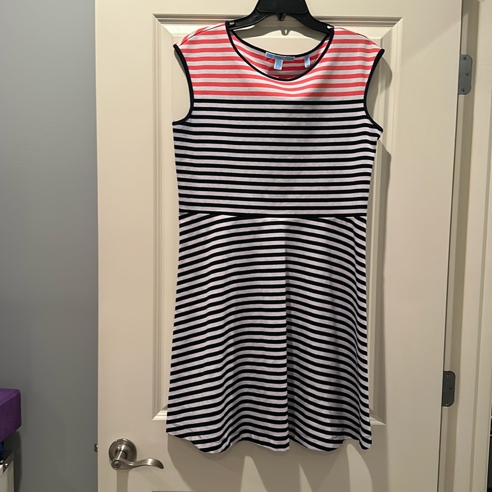 Draper James Striped Ponte Cap Sleeve A-Line Dress Size LARGE